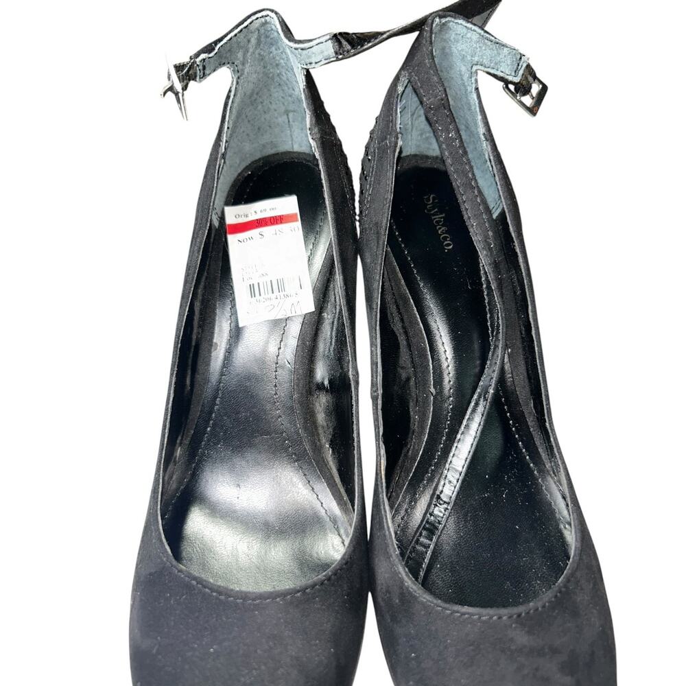 Style & Co Black Rhinestone Platform Pumps Ankle Strap Stiletto Heels Women 8.5M - Picture 10 of 11